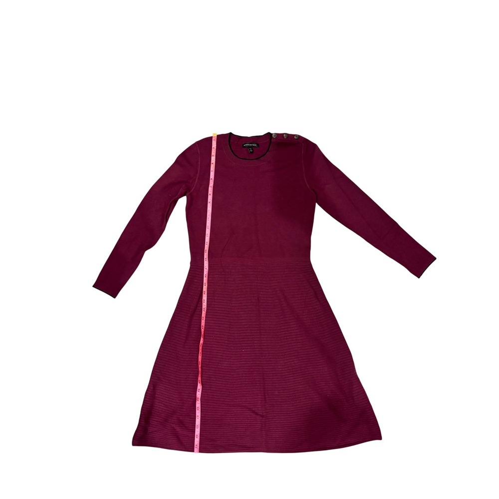 Banana Republic Petite S Burgundy Ribbed Fit & Flare Sweater Dress Button Detail - Picture 6 of 8